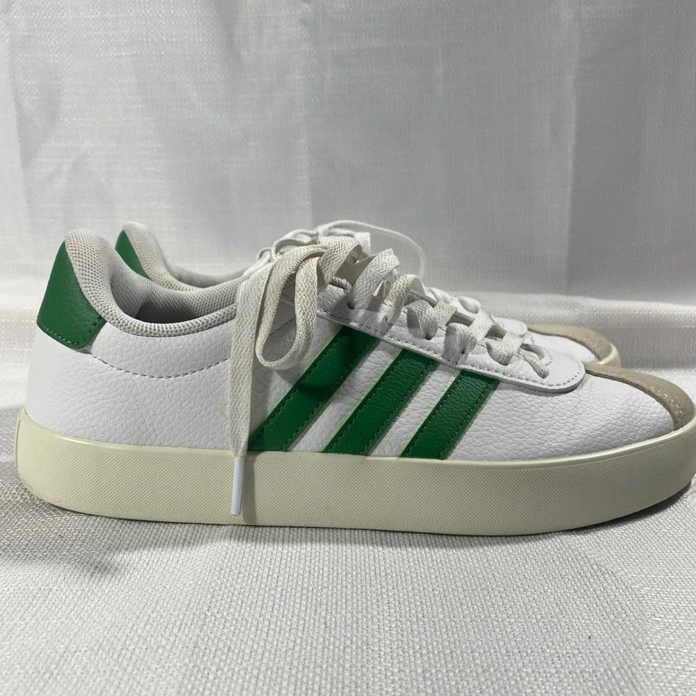 Adidas VL Court 3.0 Low White Green Leather Sneakers ID9069 Mens 7 Womens‎ 8.5